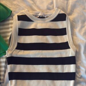 Zara Off-White Ribbed Knit Top